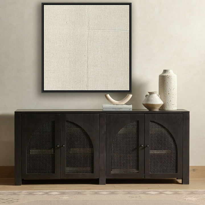 Wall Art Beige No. 1 By Karen Covey - 40"X40" - Black Maple Floater