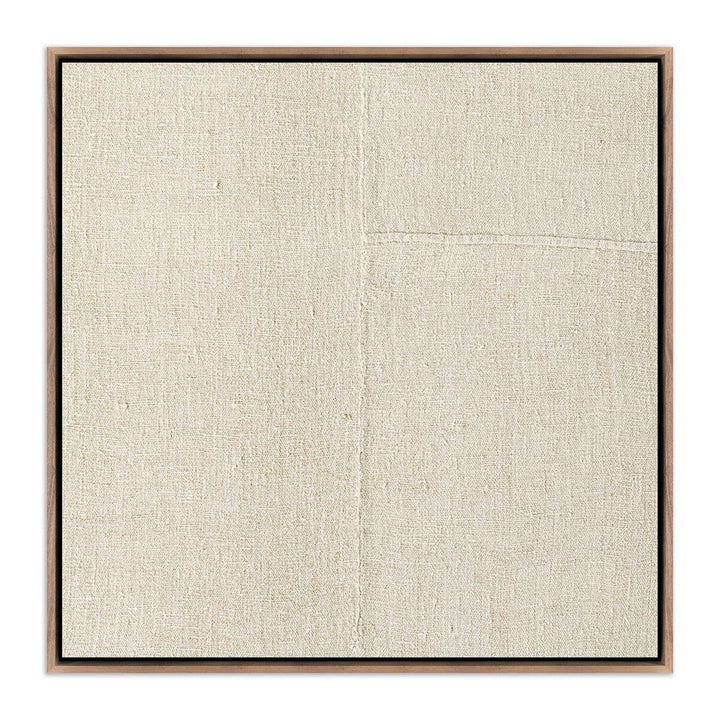 Wall Art Beige No. 1 By Karen Covey - 32"X32" - Rustic Walnut Floater