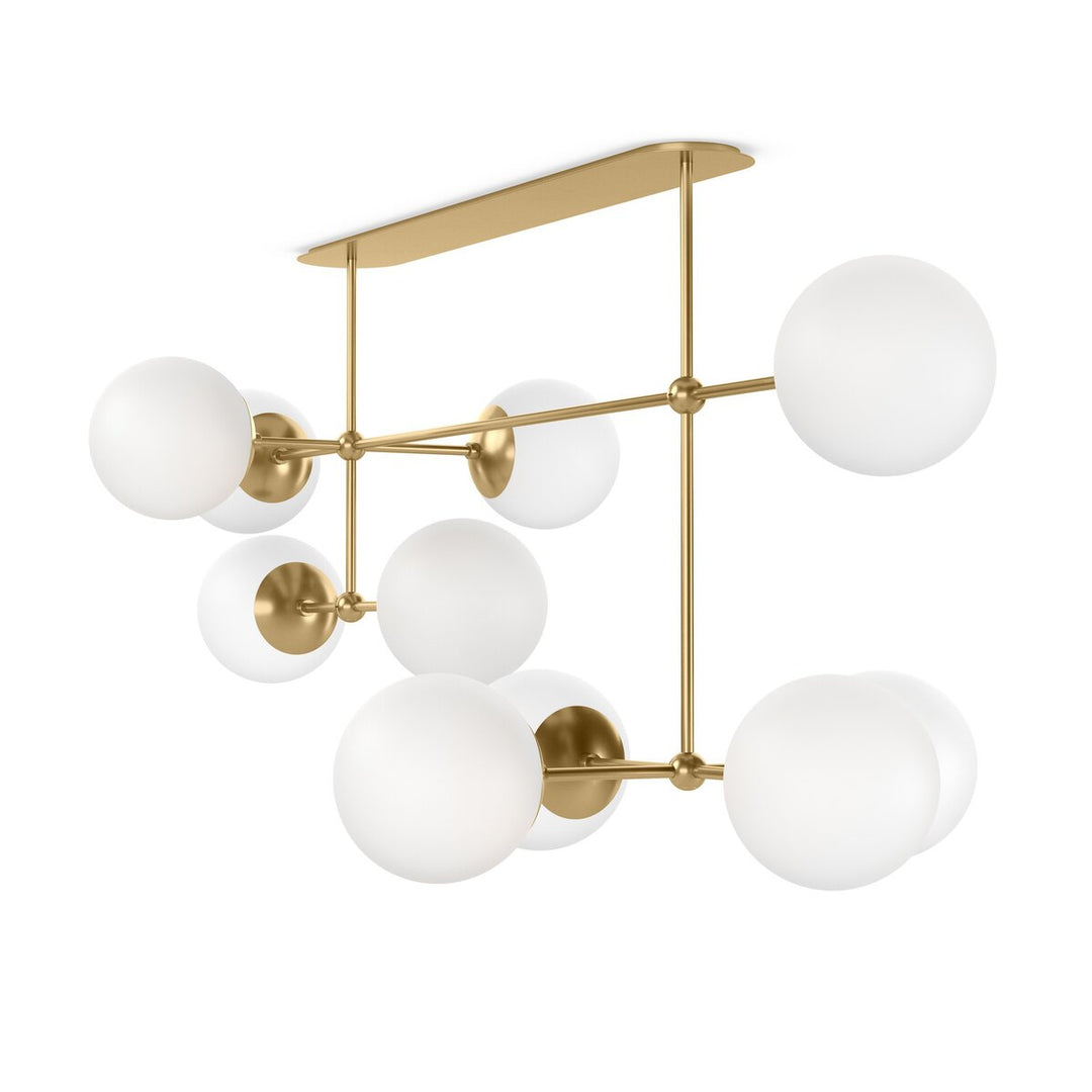 Beckett Linear Chandelier - Burnished Brass - Opal Matte Glass