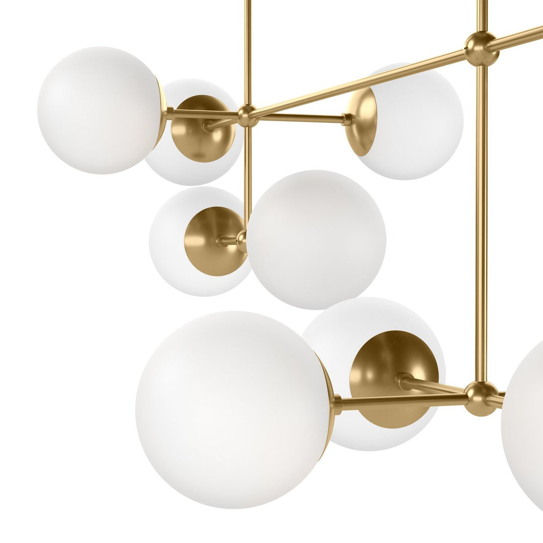 Beckett Linear Chandelier - Burnished Brass - Opal Matte Glass