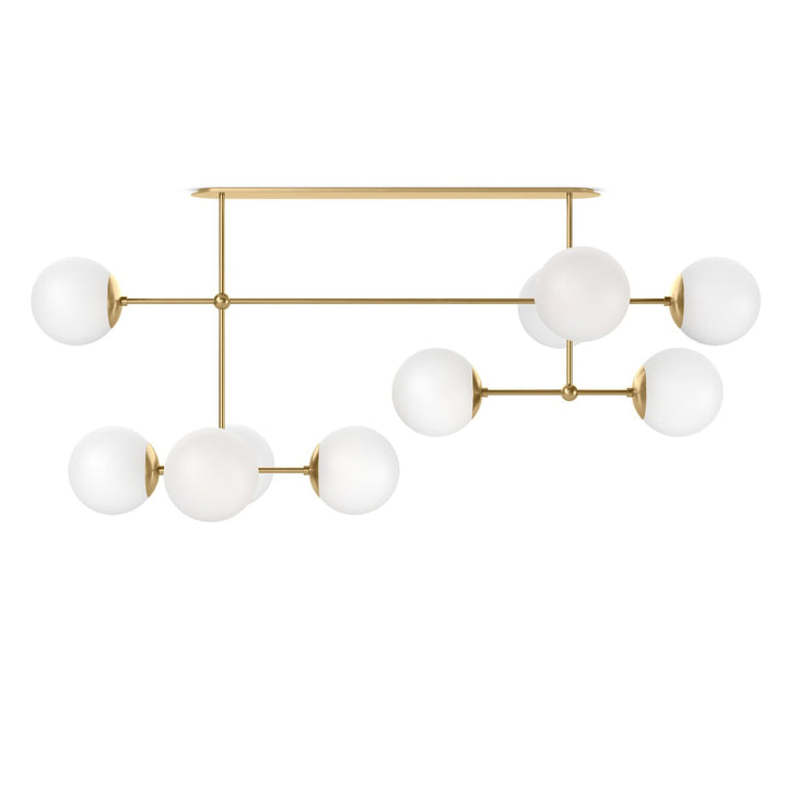 Beckett Linear Chandelier - Burnished Brass - Opal Matte Glass