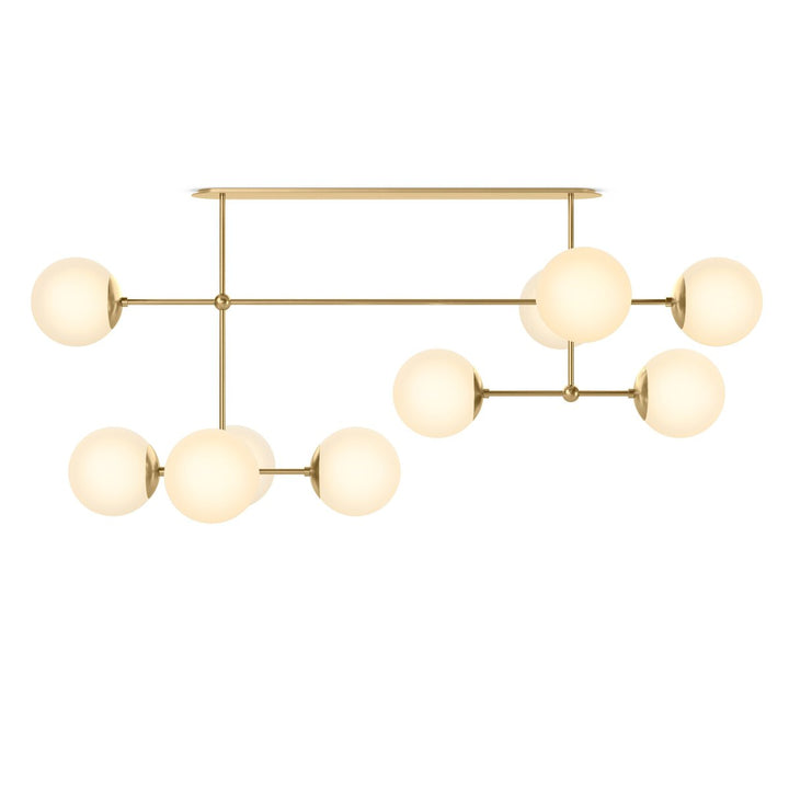 Beckett Linear Chandelier - Burnished Brass - Opal Matte Glass