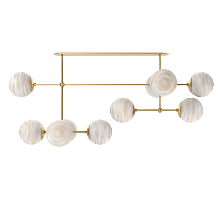 Beckett Linear Chandelier - Burnished Brass - Marbled Matte Glass