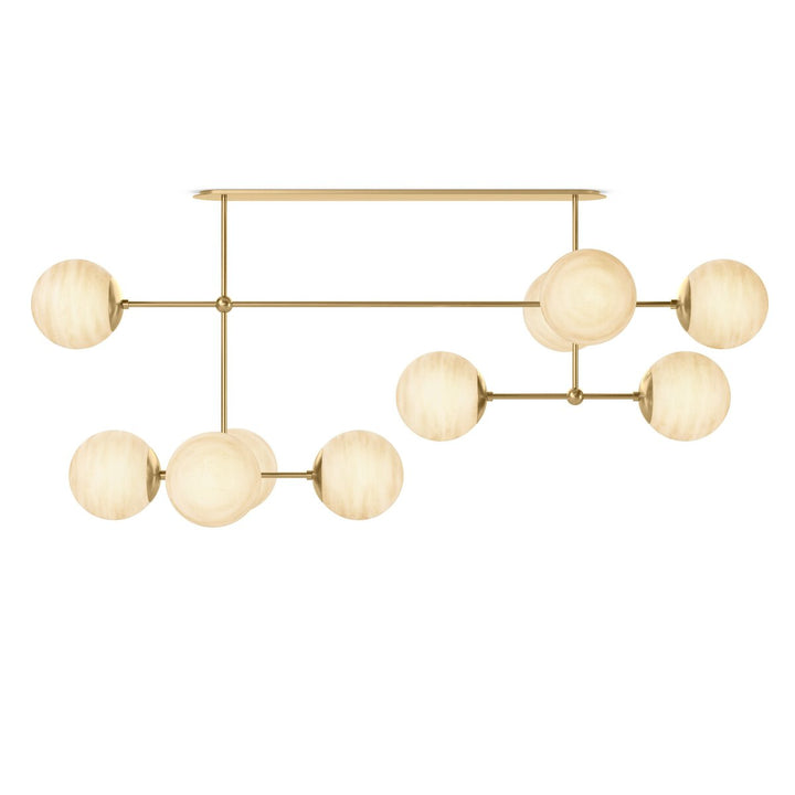 Beckett Linear Chandelier - Burnished Brass - Marbled Matte Glass