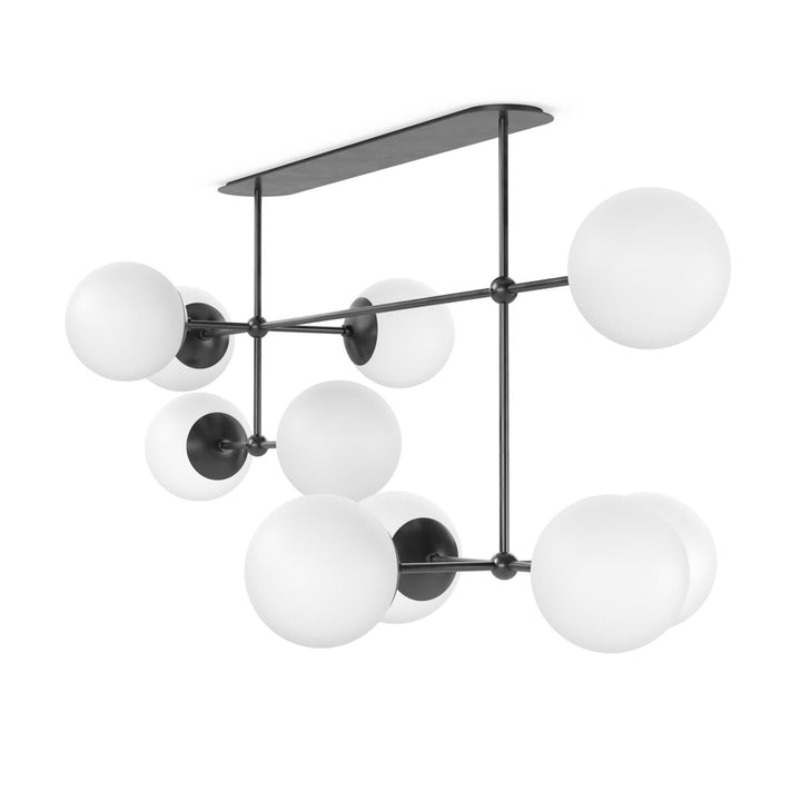 Beckett Linear Chandelier - Black Gunmetal - Opal Matte Glass