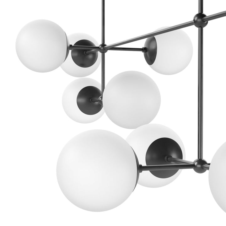 Beckett Linear Chandelier - Black Gunmetal - Opal Matte Glass