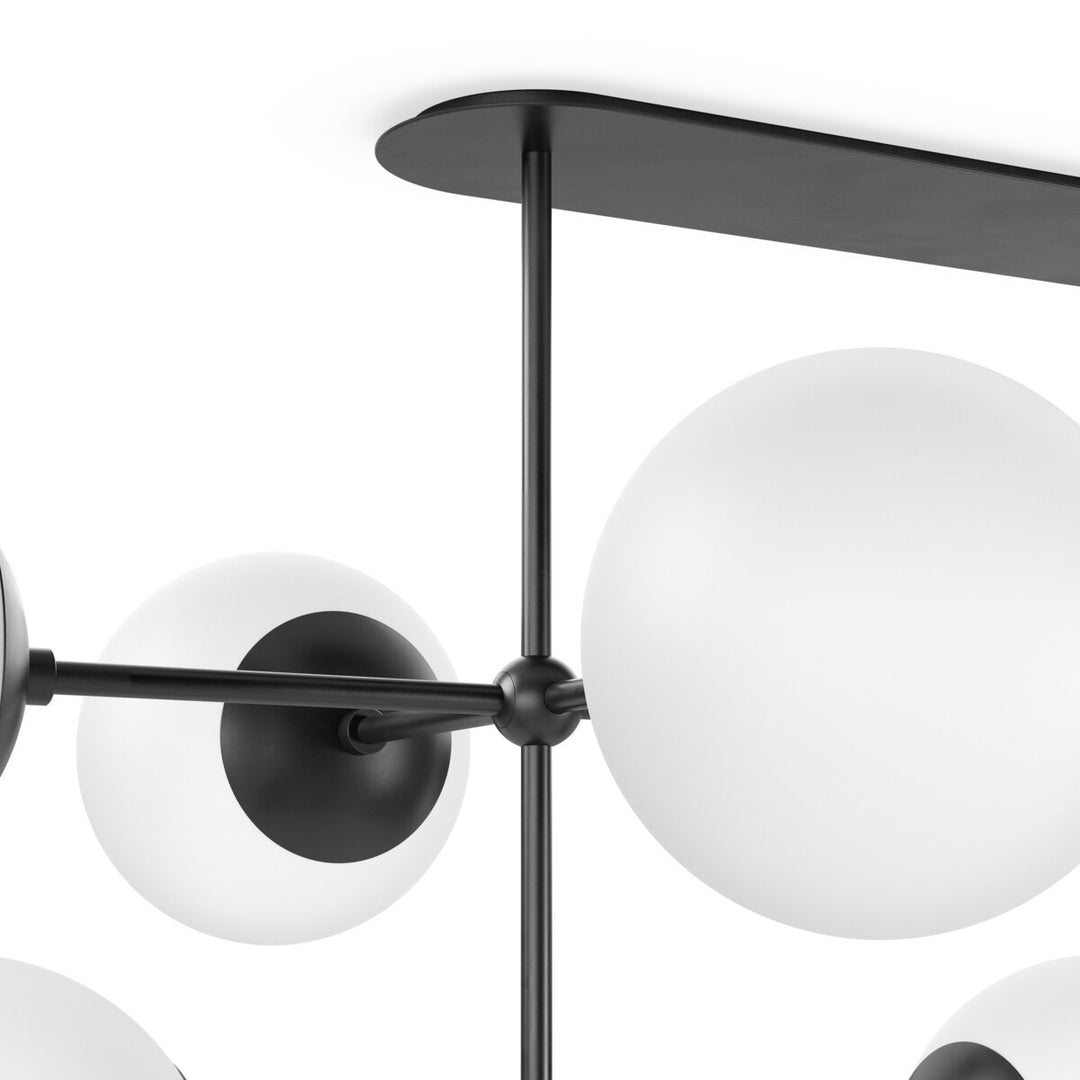 Beckett Linear Chandelier - Black Gunmetal - Opal Matte Glass