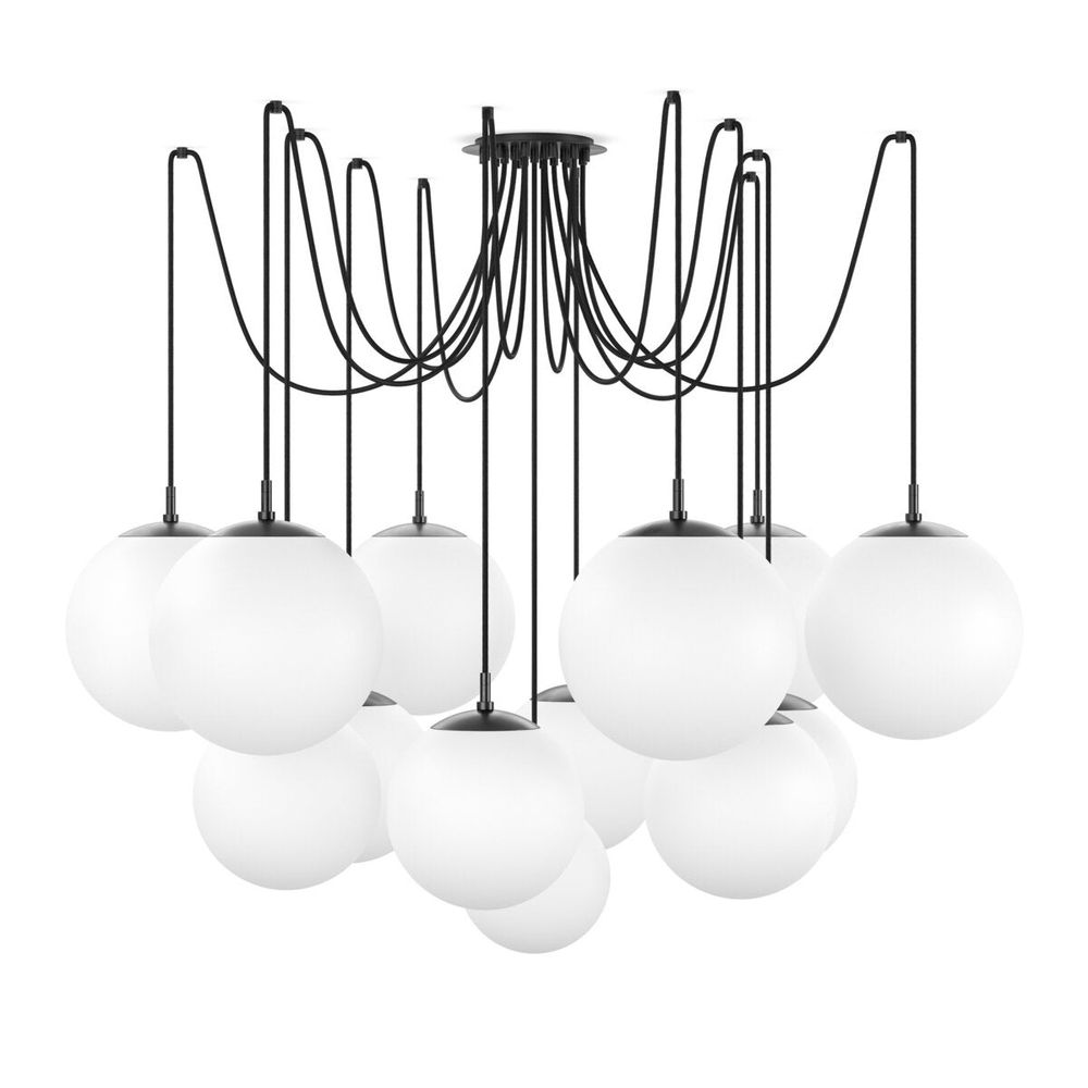 Chandeliers Orbit Chandelier - Black Gunmetal - Opal Matte Glass