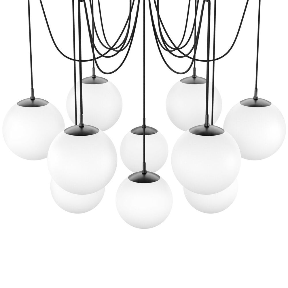 Orbit Chandelier - Black Gunmetal - Opal Matte Glass