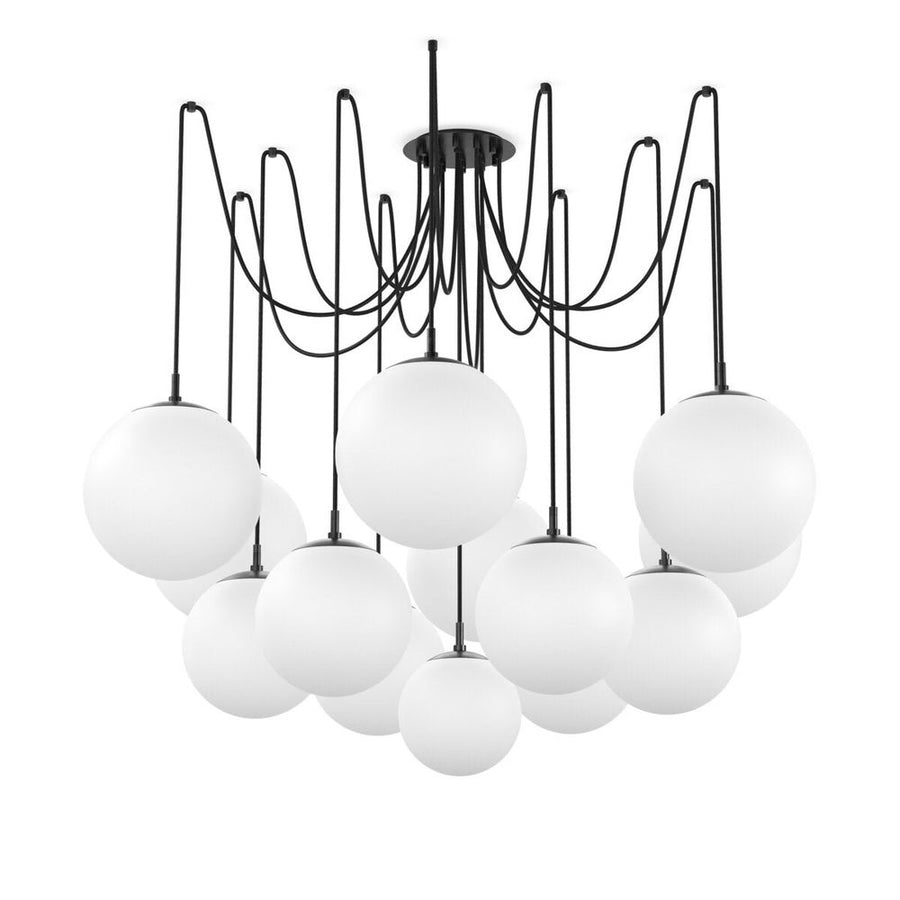 Chandeliers Orbit Chandelier - Black Gunmetal - Opal Matte Glass