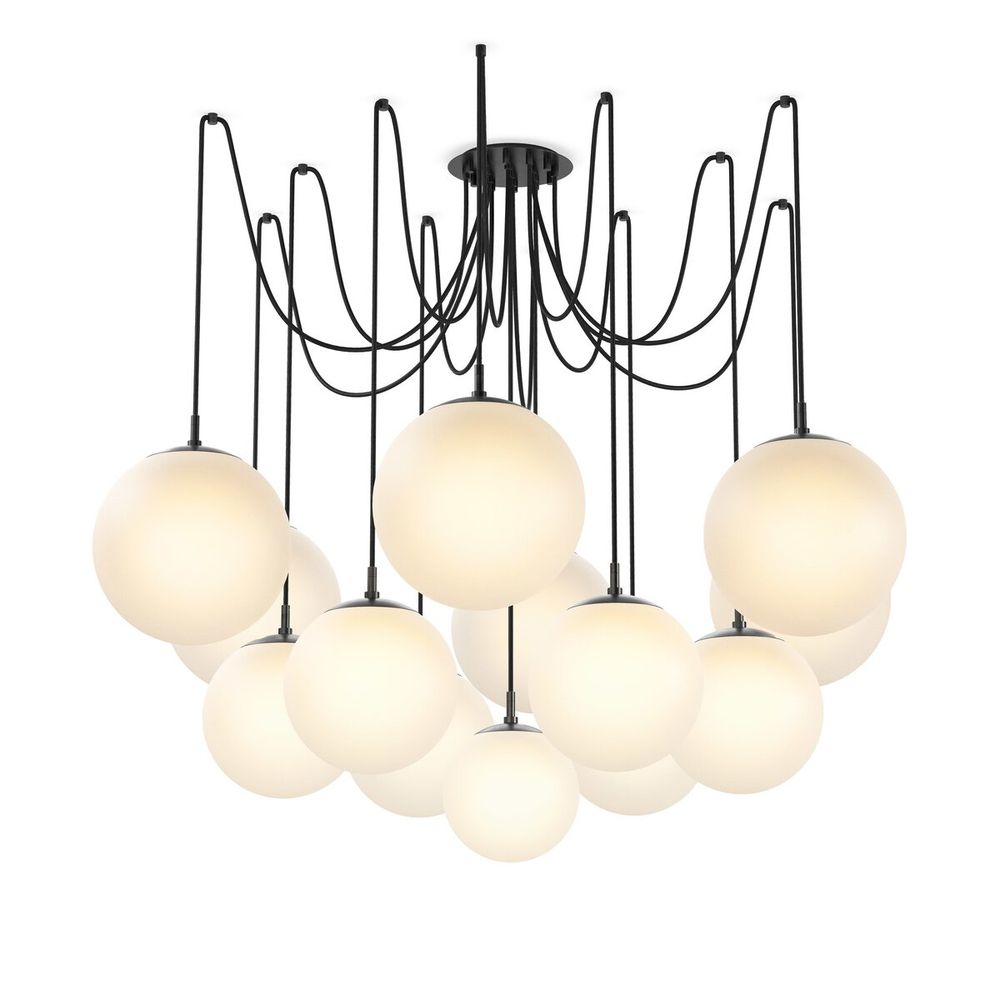 Chandeliers Orbit Chandelier - Black Gunmetal - Opal Matte Glass
