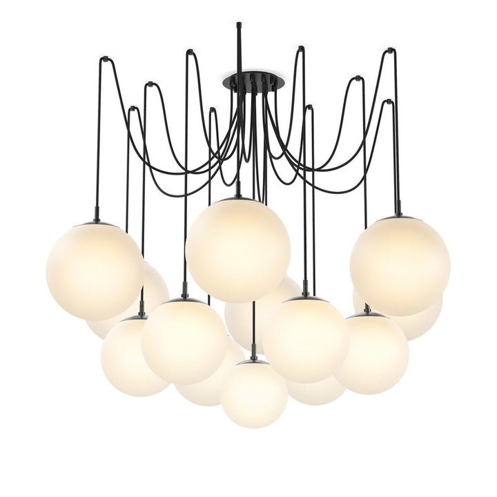 Chandeliers Orbit Chandelier - Black Gunmetal - Opal Matte Glass