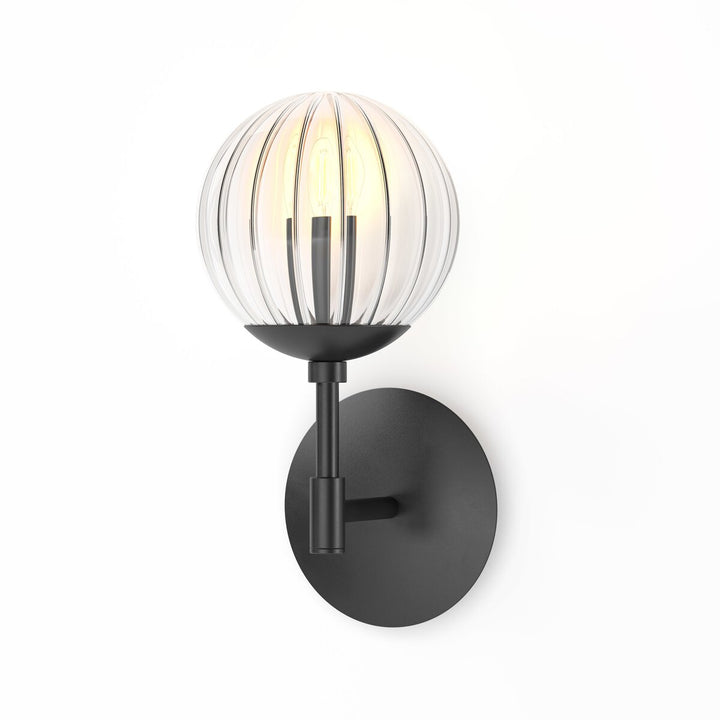 Twilight Sconce - Black Gunmetal - Clear Ribbon Glass