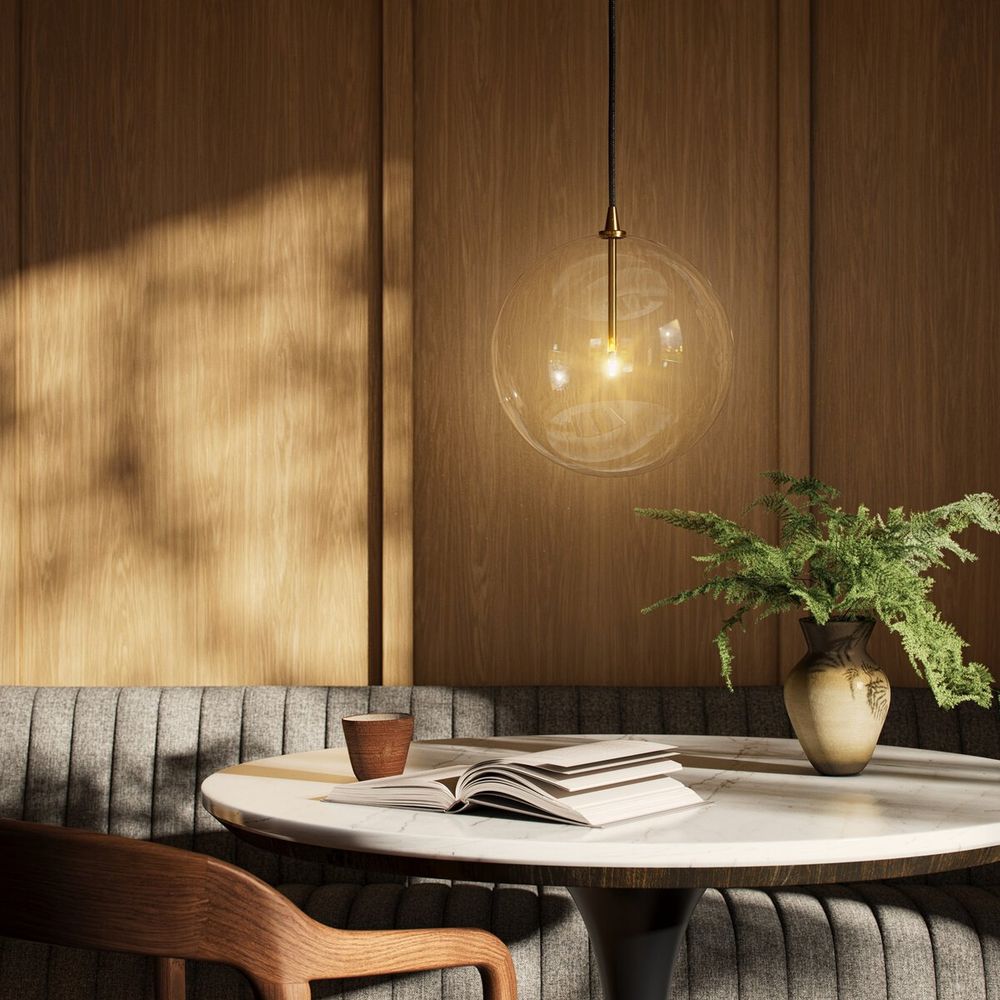 Pendants Crystal Globe Pendant - Burnished Brass - 11.75"X11.75"