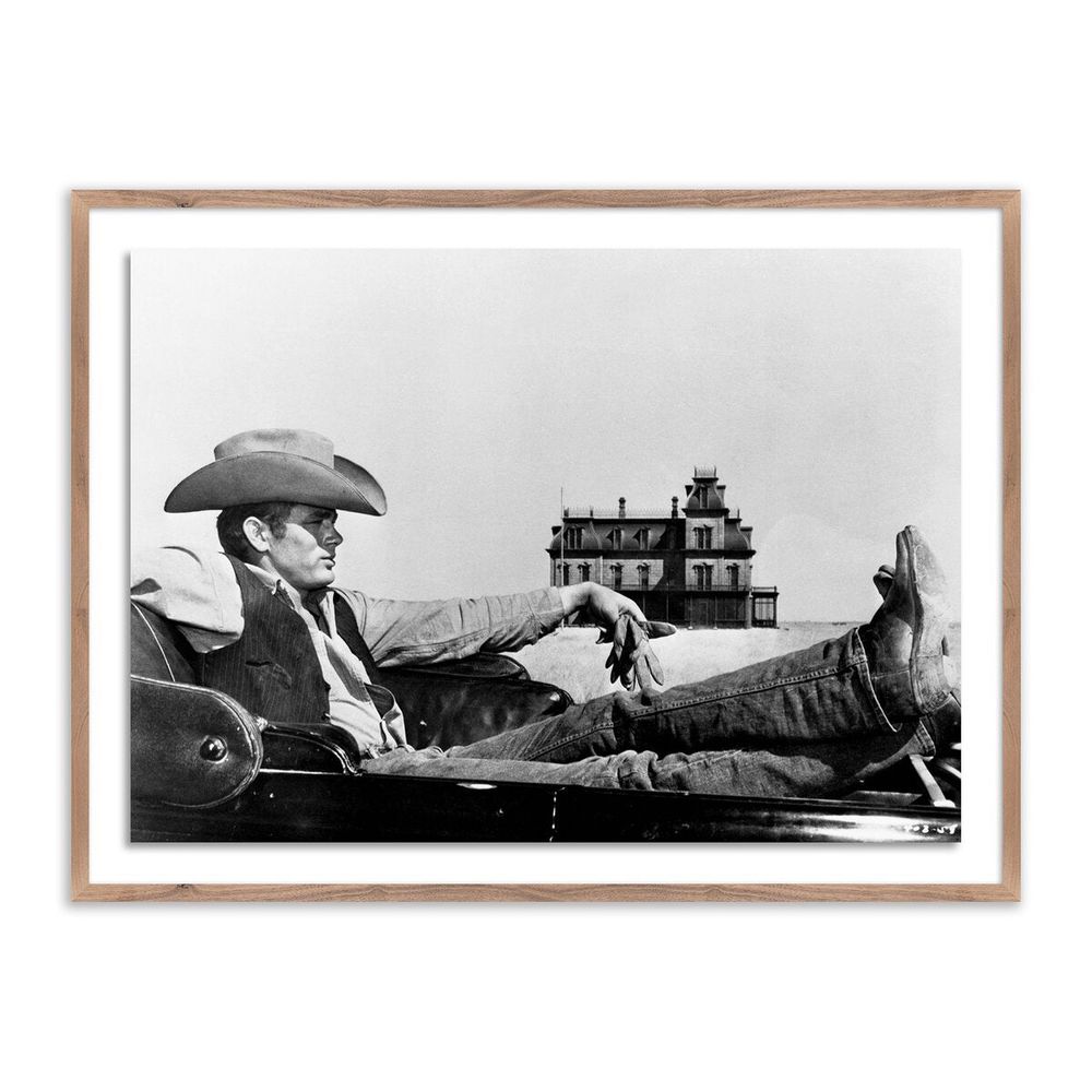 Wall Art James Dean In Motion Picture Giant By Getty Images - 48"X36" - Rustic Walnut