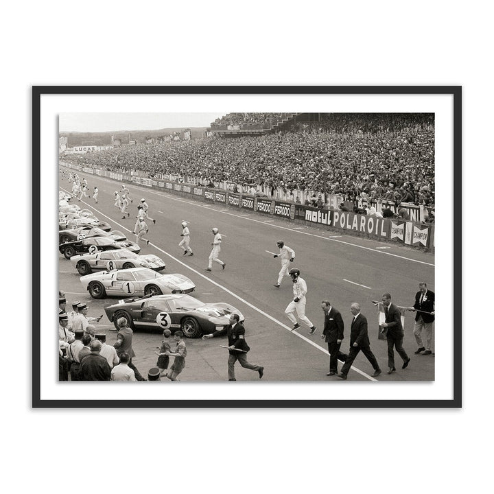 Start Of The Le Mans Race By Getty Images - 32"X24" - Black Maple