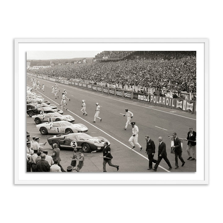 Start Of The Le Mans Race By Getty Images - 32"X24" - White Maple