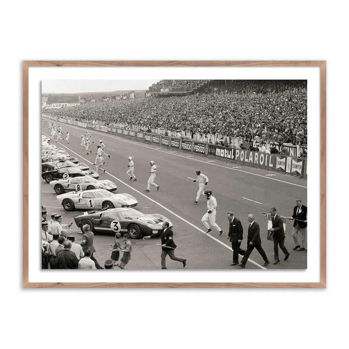 Start Of The Le Mans Race By Getty Images - 40"X30" - Rustic Walnut