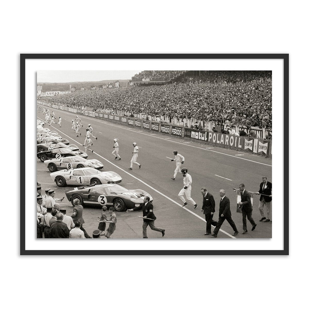 Start Of The Le Mans Race By Getty Images - 40"X30" - Black Maple