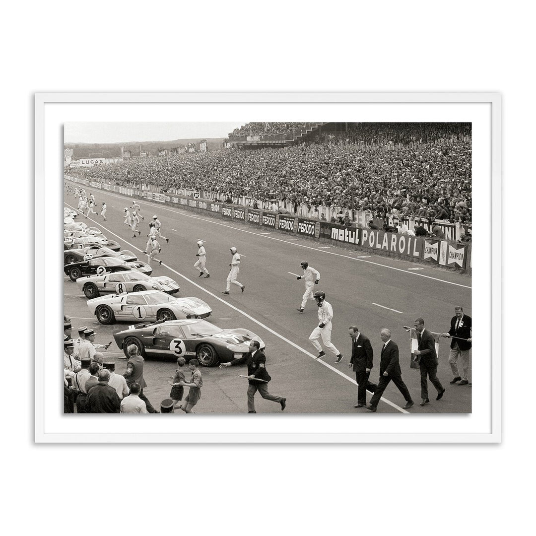 Start Of The Le Mans Race By Getty Images - 24"X18" - White Maple