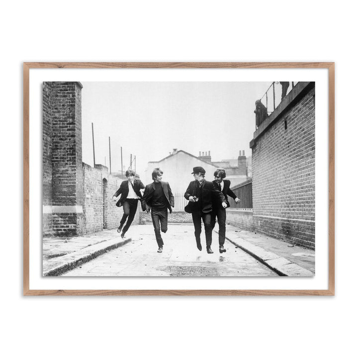 The Beatles Running In A Hard Day'S Night - 40"X30" - Rustic Walnut