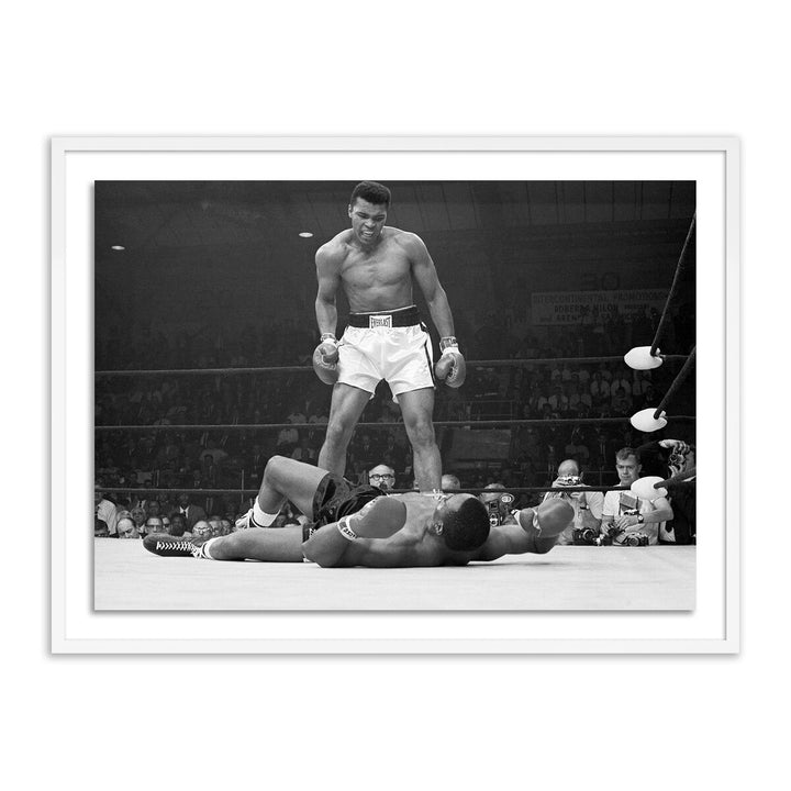 Muhammad Ali Taunting Sonny Liston By Getty Images - 32"X24" - White Maple