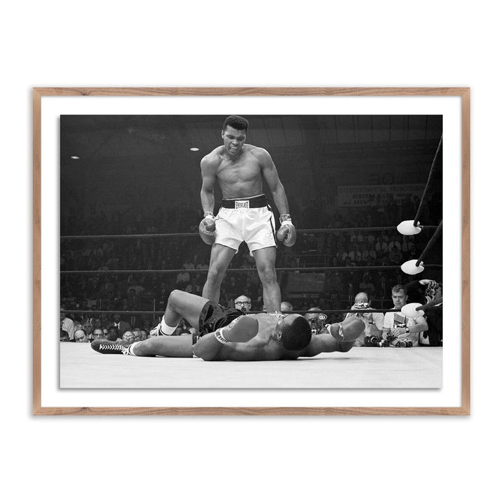 Muhammad Ali Taunting Sonny Liston By Getty Images - 48"X36" - Rustic Walnut