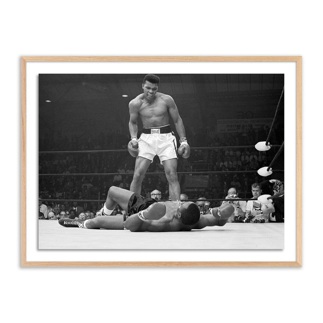 Muhammad Ali Taunting Sonny Liston By Getty Images - 40"X30" - White Oak