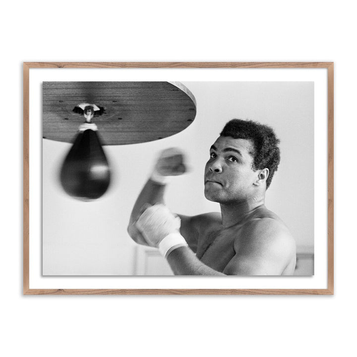 Muhammad Ali Punching Bag By Getty Images - 24"X18" - Rustic Walnut