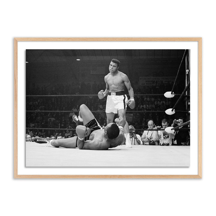 Boxers Muhammad Ali And Sonny Liston Fighting - 48"X36" - White Oak