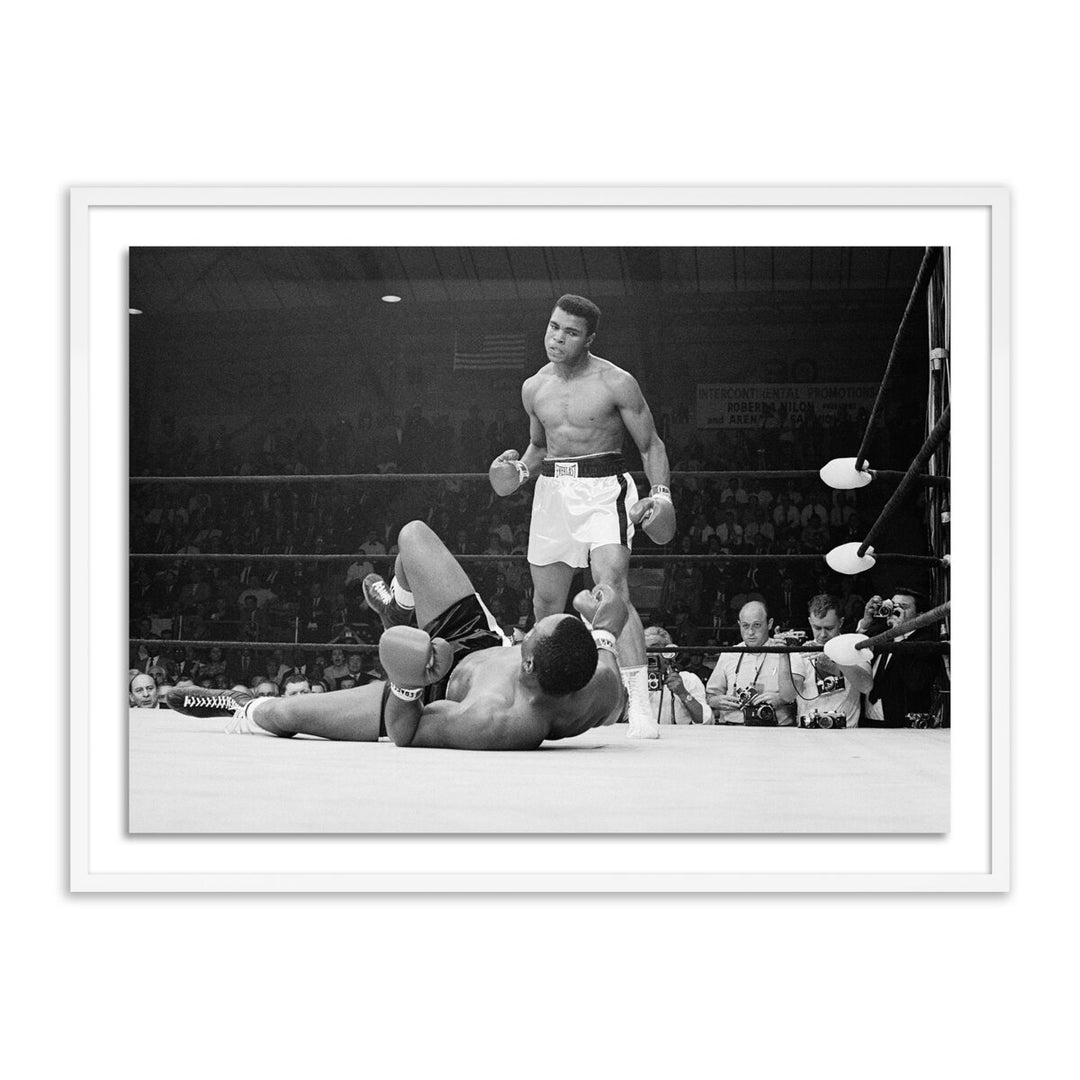 Boxers Muhammad Ali And Sonny Liston Fighting - 32"X24" - White Maple