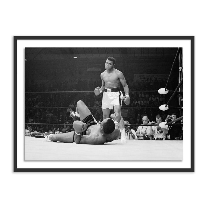 Boxers Muhammad Ali And Sonny Liston Fighting - 32"X24" - Black Maple