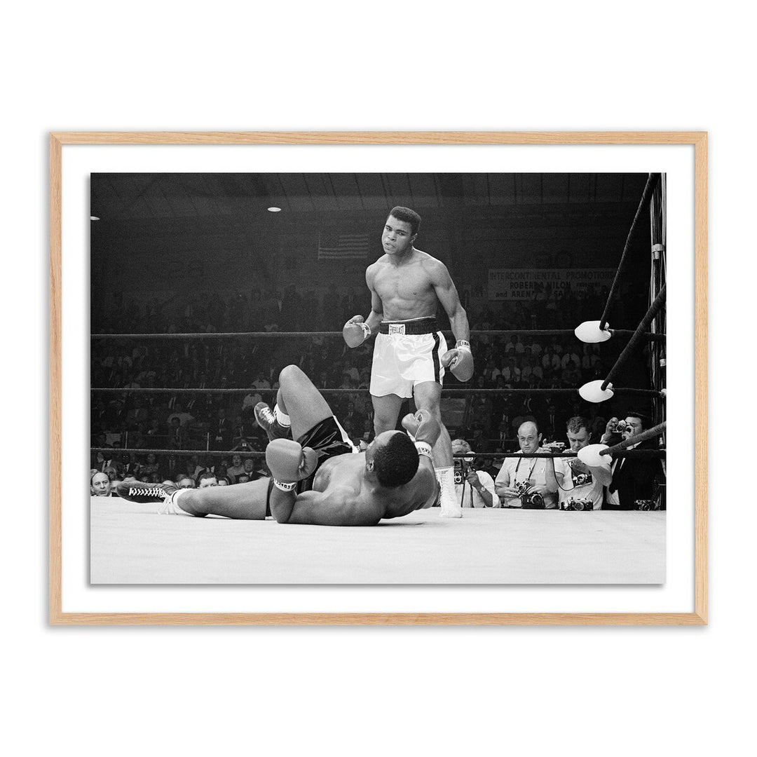 Boxers Muhammad Ali And Sonny Liston Fighting - 32"X24" - White Oak