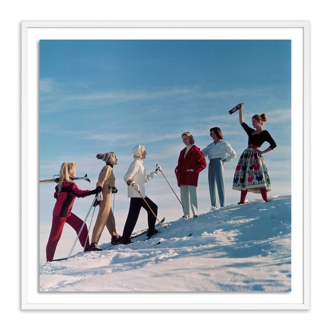 Skiing Party By Getty Images - 40"X40" - White Maple