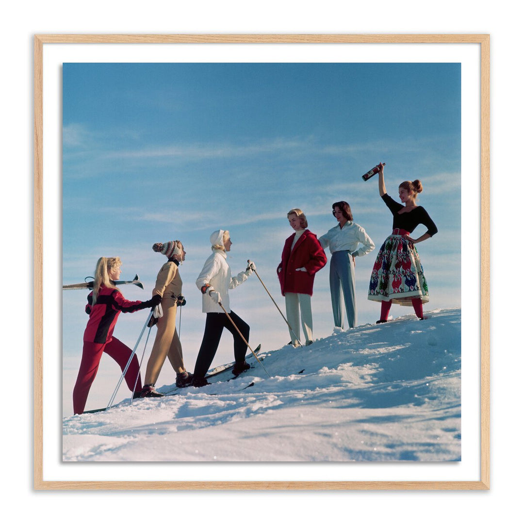 Skiing Party By Getty Images - 48"X48" - White Oak