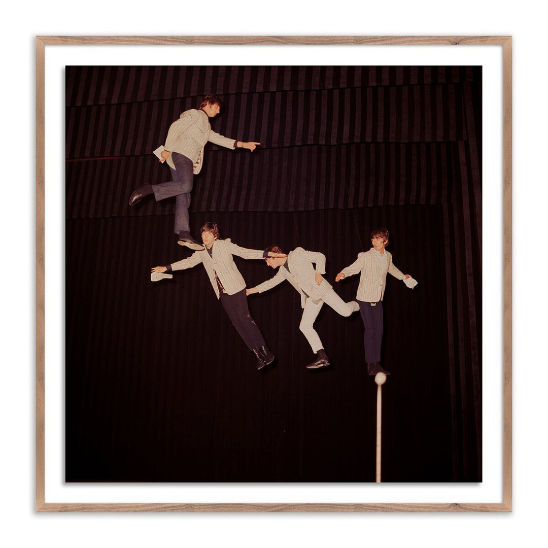 The Beatles Rehearse By Getty Images - 48"X48" - Rustic Walnut