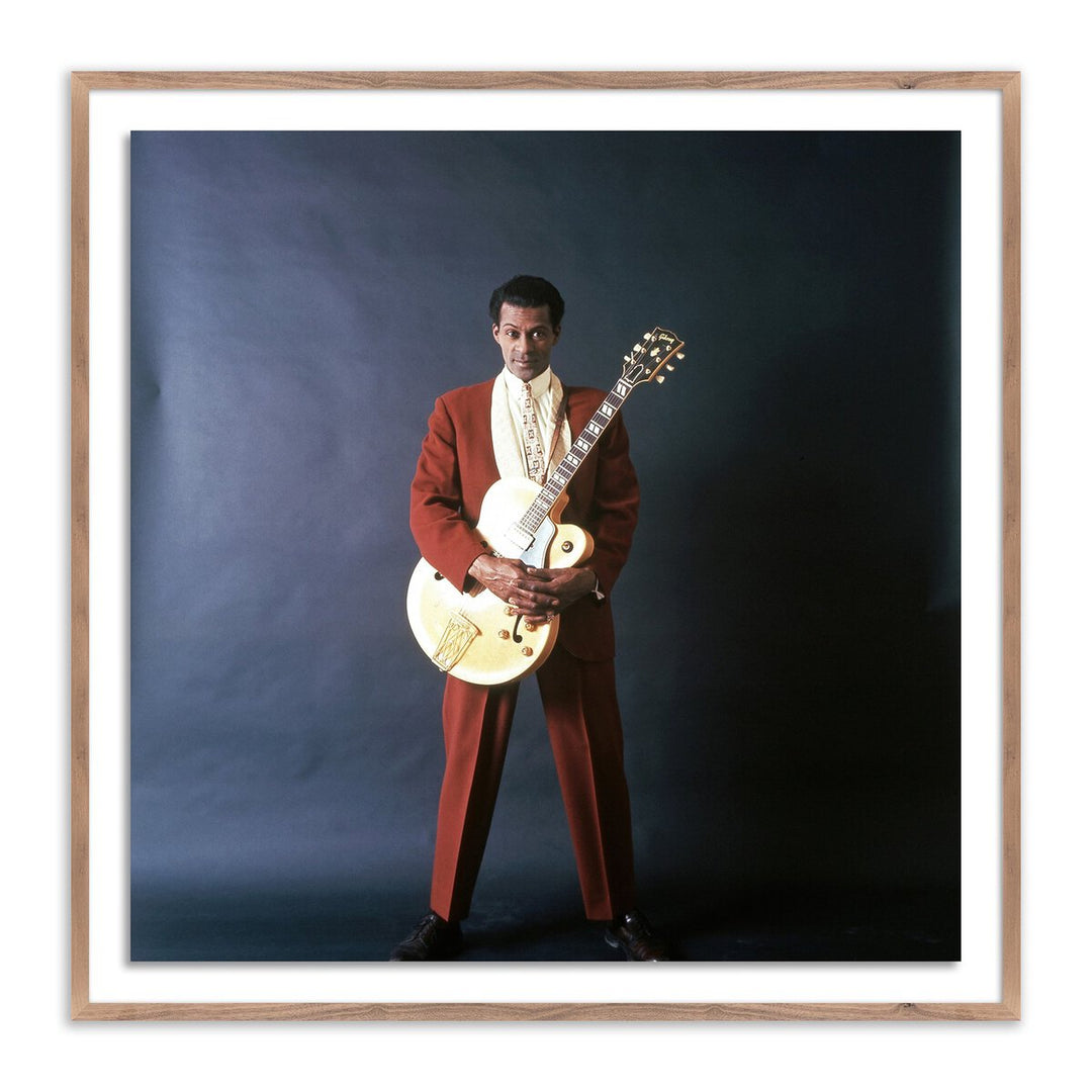 Chuck Berry Portrait Session By Getty Images - 40"X40" - Rustic Walnut