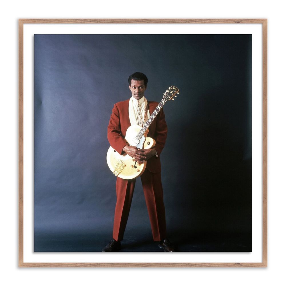 Wall Art Chuck Berry Portrait Session By Getty Images - 32"X32" - Rustic Walnut