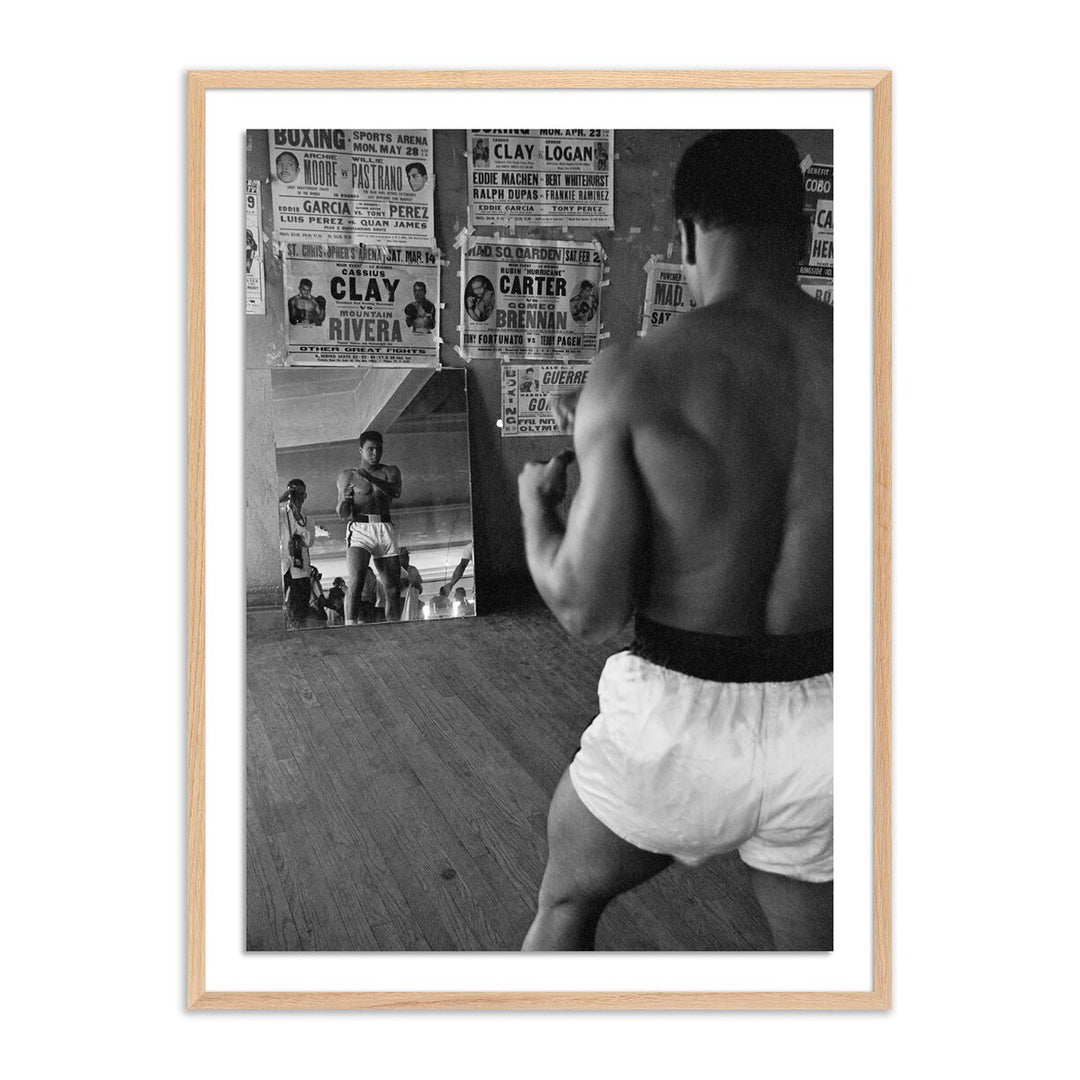 Cassius Clay Watching Himself In A Mirror - 30"X40" - White Oak