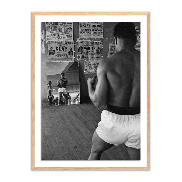 Cassius Clay Watching Himself In A Mirror - 30"X40" - White Oak