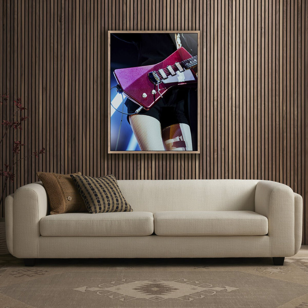 Annie'S Guitar By Ella Virginia West - 30"X40" - Rustic Walnut - Framed Metal