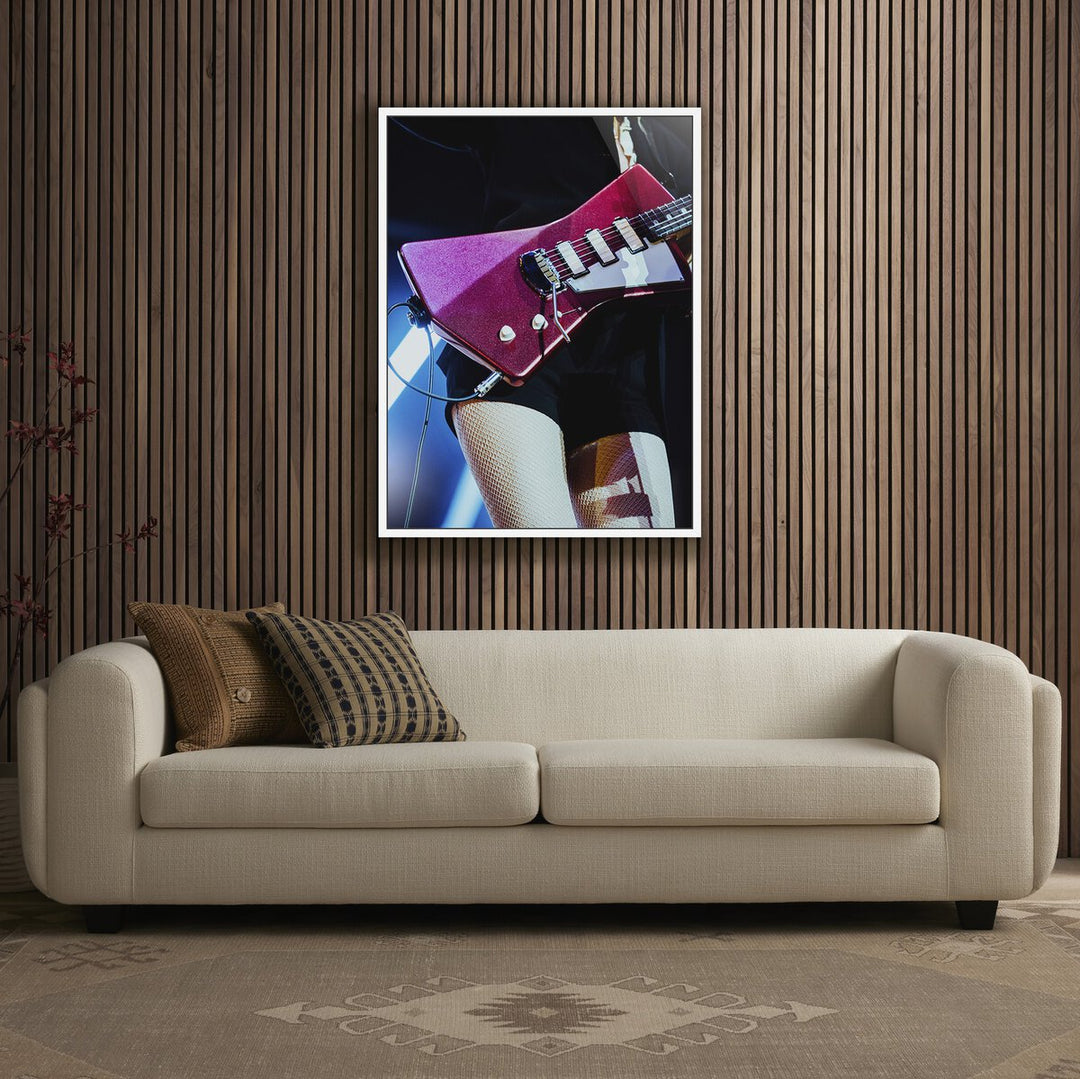 Annie'S Guitar By Ella Virginia West - 30"X40" - White Maple - Framed Metal