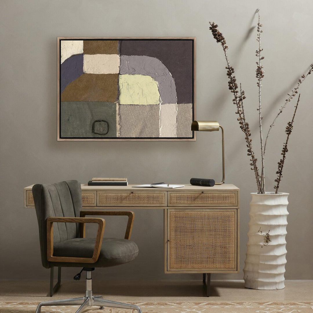 Textile 1 By Raoul Morren - 30"X40" - Rustic Walnut Floater