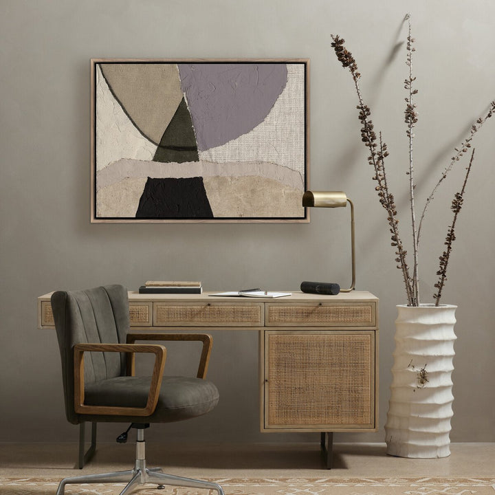 Textile 2 By Raoul Morren - 30"X40" - Rustic Wanut Floater