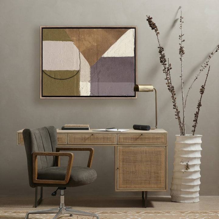 Textile 3 By Raoul Morren - 30"X40" - Rustic Walnut Floater