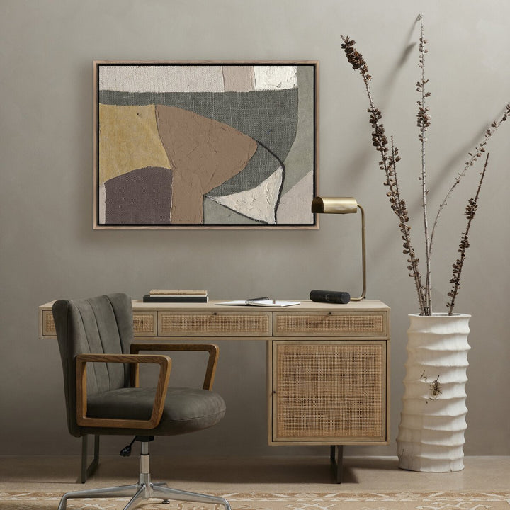 Textile 4 By Raoul Morren - 30"X40" - Rustic Walnut Floater