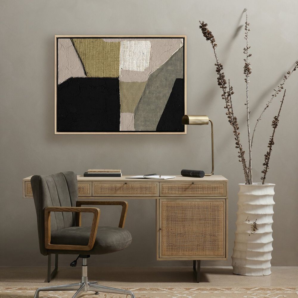 Wall Art Textile 5 By Raoul Morren - 30"X40" - White Oak Floater