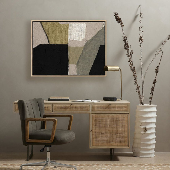 Wall Art Textile 5 By Raoul Morren - 30"X40" - White Oak Floater