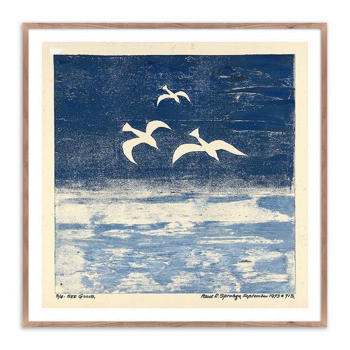 Wall Art See Gulls By Pepi Sprohge - 32"X32" - Rustic Walnut