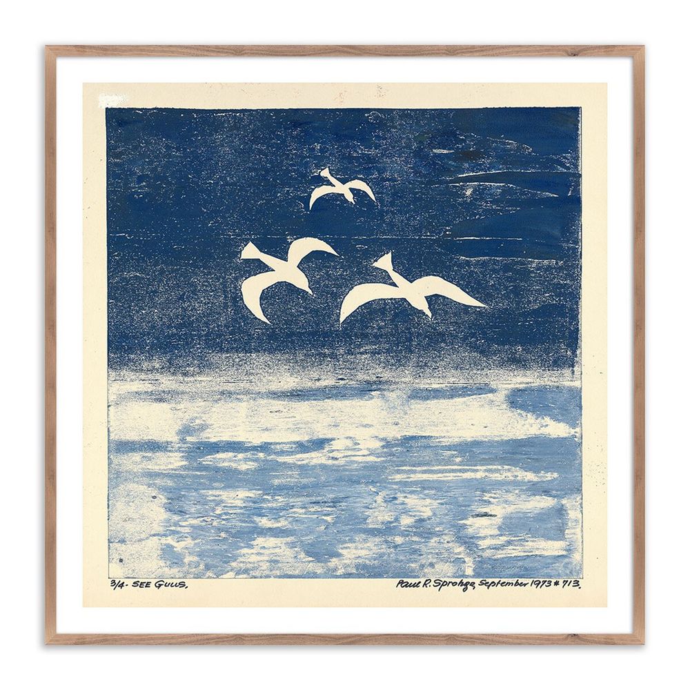 Wall Art See Gulls By Pepi Sprohge - 48"X48" - Rustic Walnut